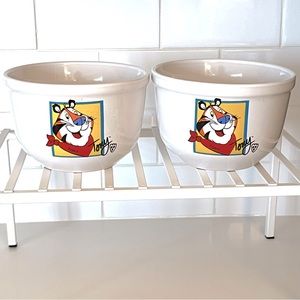 Kellogg Cereal Bowl Tony the Tiger Set of Two 2 Vintage 2002 Y2K Kids